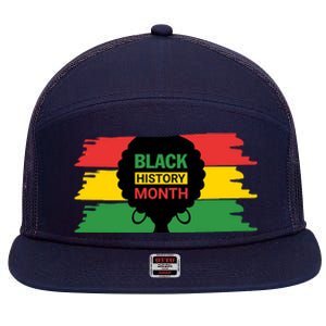 Black History Month Female Afro 7 Panel Mesh Trucker Snapback Hat