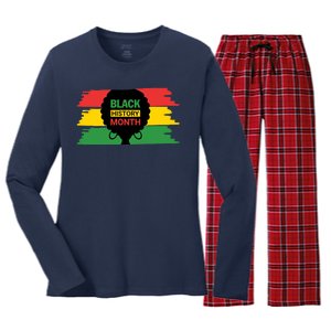 Black History Month Female Afro Women's Long Sleeve Flannel Pajama Set 