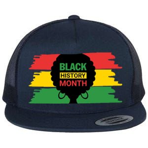 Black History Month Female Afro Flat Bill Trucker Hat