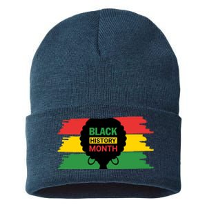 Black History Month Female Afro Sustainable Knit Beanie