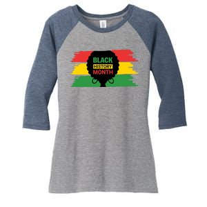 Black History Month Female Afro Women's Tri-Blend 3/4-Sleeve Raglan Shirt