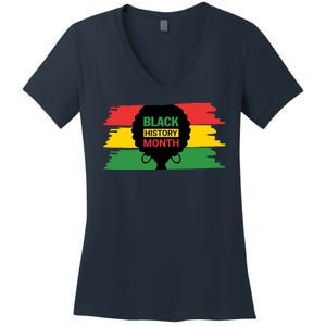 Black History Month Female Afro Women's V-Neck T-Shirt