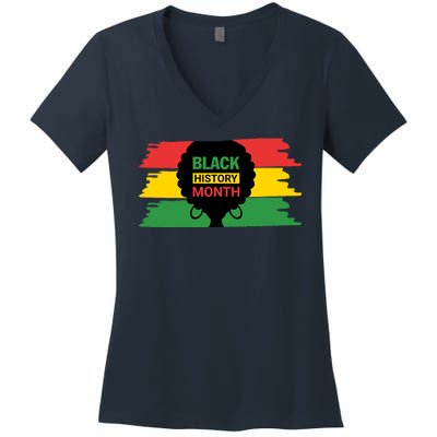 Black History Month Female Afro Women's V-Neck T-Shirt