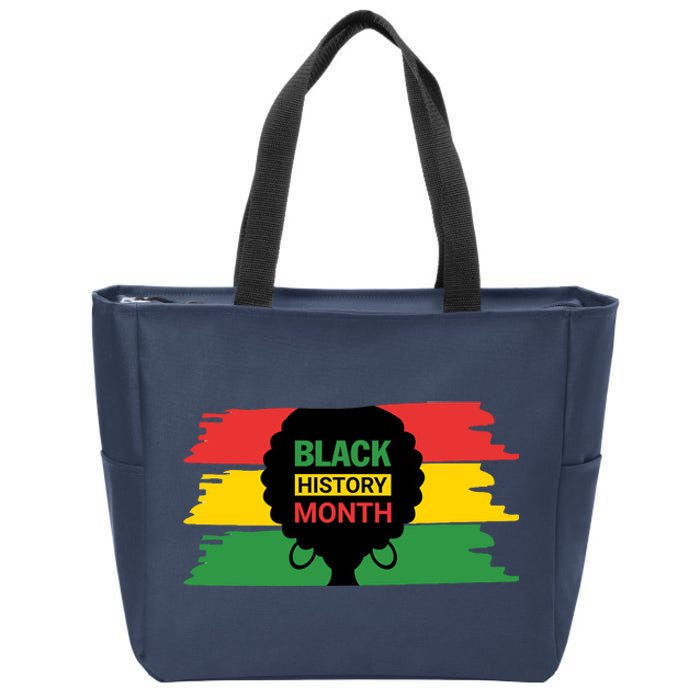 Black History Month Female Afro Zip Tote Bag