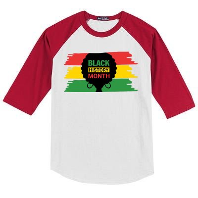 Black History Month Female Afro Kids Colorblock Raglan Jersey