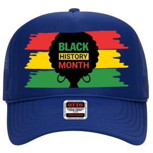 Black History Month Female Afro High Crown Mesh Back Trucker Hat