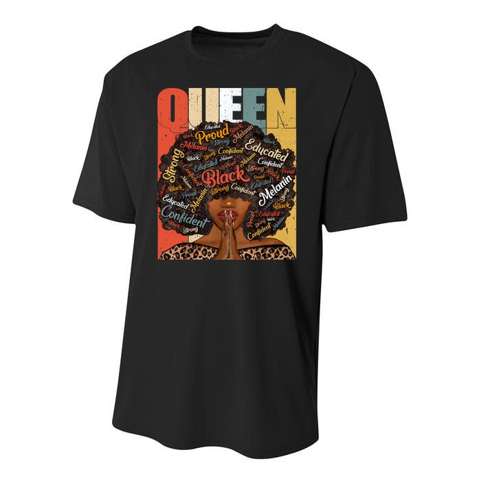 Black History Month Juneteenth For Black Queen Youth Performance Sprint T-Shirt