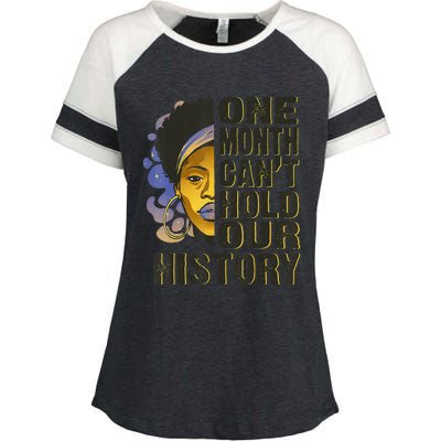 Black History Month One Month Can't Hold Our History Enza Ladies Jersey Colorblock Tee