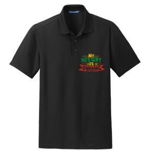 Black History Month Gift My History Is Strong Women Dry Zone Grid Polo