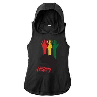 Black History Month Hands Map Ladies PosiCharge Tri-Blend Wicking Draft Hoodie Tank