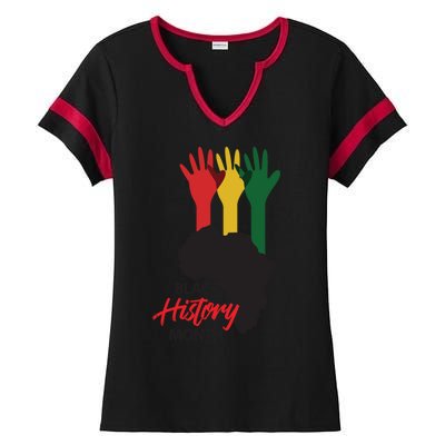 Black History Month Hands Map Ladies Halftime Notch Neck Tee