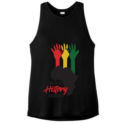 Black History Month Hands Map Ladies PosiCharge Tri-Blend Wicking Tank