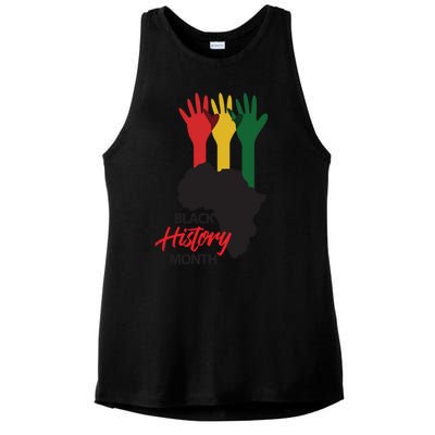 Black History Month Hands Map Ladies PosiCharge Tri-Blend Wicking Tank