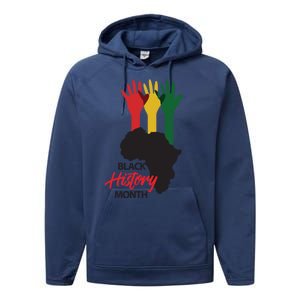 Black History Month Hands Map Performance Fleece Hoodie