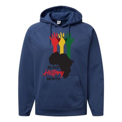 Black History Month Hands Map Performance Fleece Hoodie