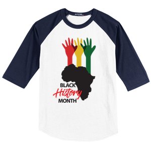 Black History Month Hands Map Baseball Sleeve Shirt