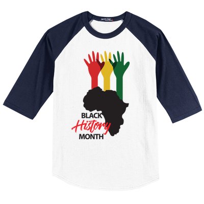 Black History Month Hands Map Baseball Sleeve Shirt