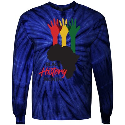 Black History Month Hands Map Tie-Dye Long Sleeve Shirt