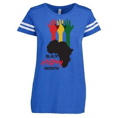 Black History Month Hands Map Enza Ladies Jersey Football T-Shirt