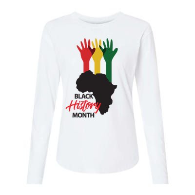 Black History Month Hands Map Womens Cotton Relaxed Long Sleeve T-Shirt