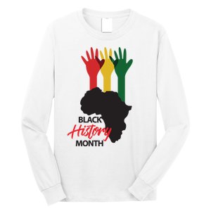 Black History Month Hands Map Long Sleeve Shirt