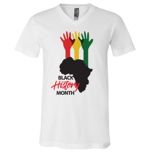 Black History Month Hands Map V-Neck T-Shirt