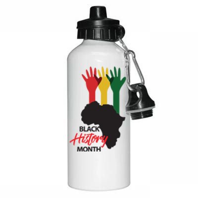 Black History Month Hands Map Aluminum Water Bottle 