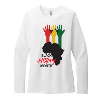 Black History Month Hands Map Womens CVC Long Sleeve Shirt