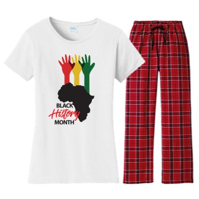 Black History Month Hands Map Women's Flannel Pajama Set