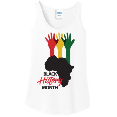 Black History Month Hands Map Ladies Essential Tank