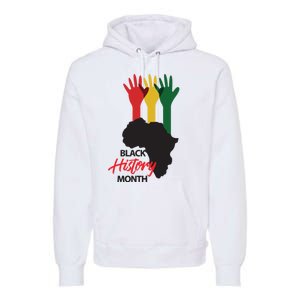 Black History Month Hands Map Premium Hoodie