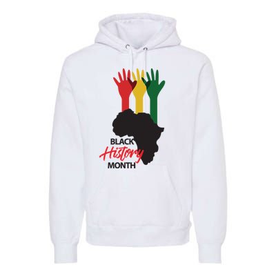 Black History Month Hands Map Premium Hoodie