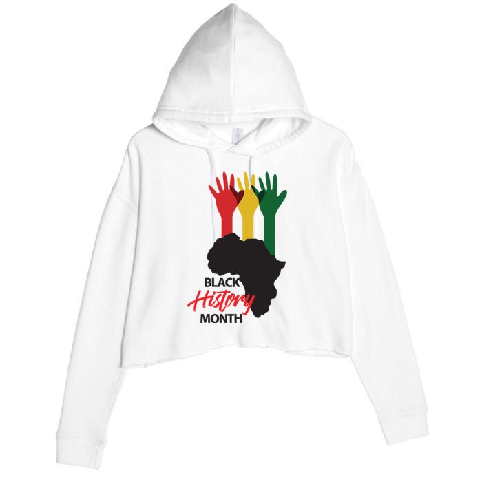 Black History Month Hands Map Crop Fleece Hoodie