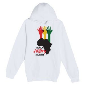 Black History Month Hands Map Premium Pullover Hoodie