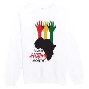 Black History Month Hands Map Premium Crewneck Sweatshirt