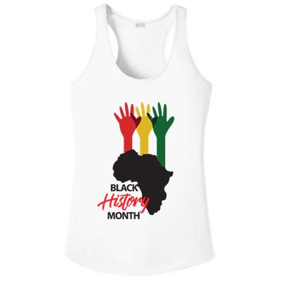 Black History Month Hands Map Ladies PosiCharge Competitor Racerback Tank