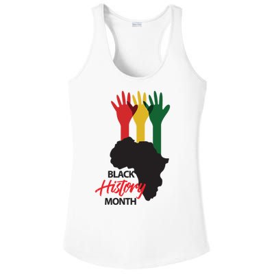 Black History Month Hands Map Ladies PosiCharge Competitor Racerback Tank