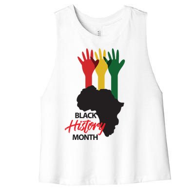 Black History Month Hands Map Women's Racerback Cropped Tank