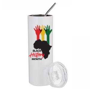 Black History Month Hands Map Stainless Steel Tumbler