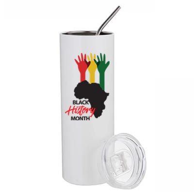 Black History Month Hands Map Stainless Steel Tumbler