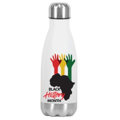 Black History Month Hands Map Stainless Steel Insulated Water Bottle