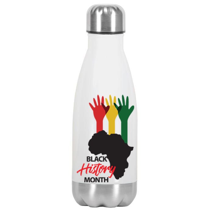 Black History Month Hands Map Stainless Steel Insulated Water Bottle