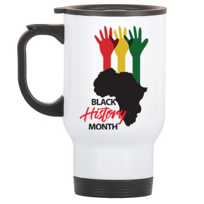 Black History Month Hands Map Stainless Steel Travel Mug