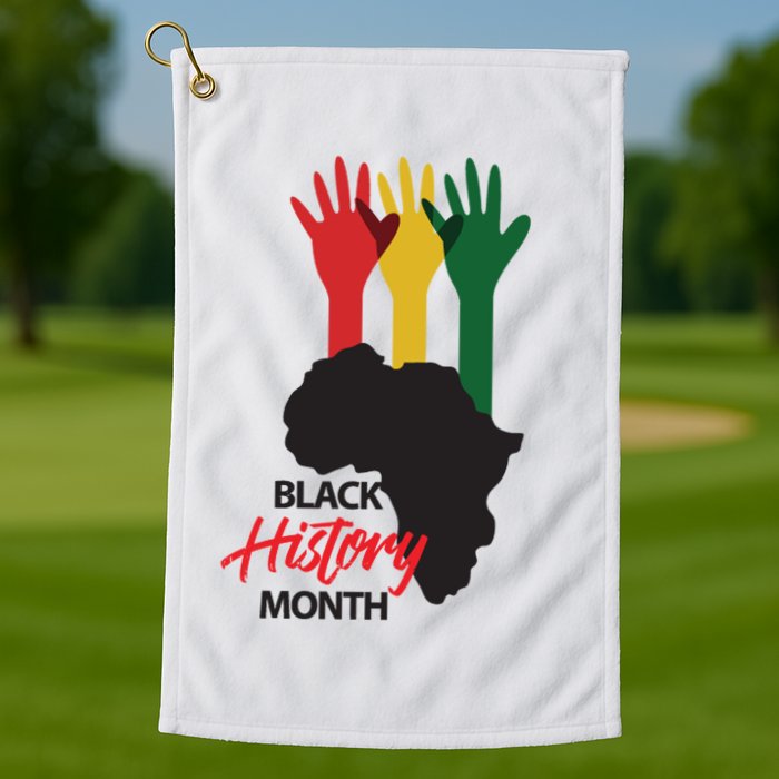Black History Month Hands Map Golf Towel