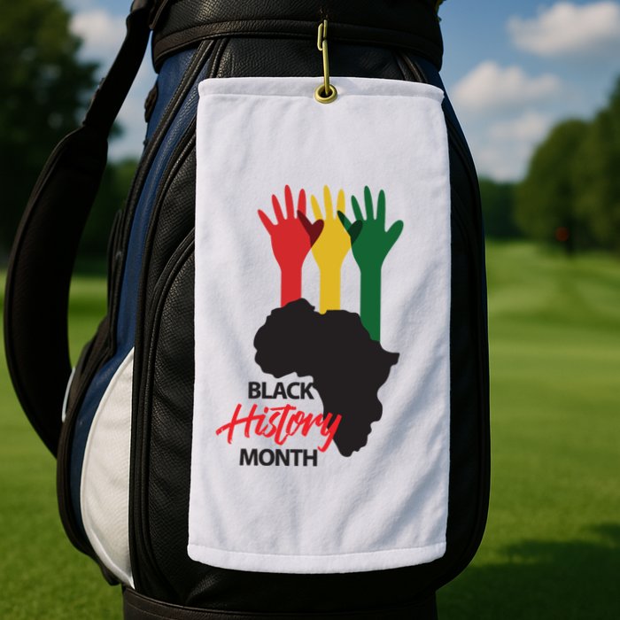 Black History Month Hands Map Golf Towel