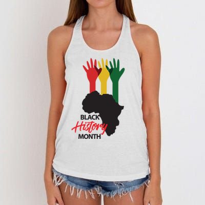 Black History Month Hands Map Women's Knotted Racerback Tank