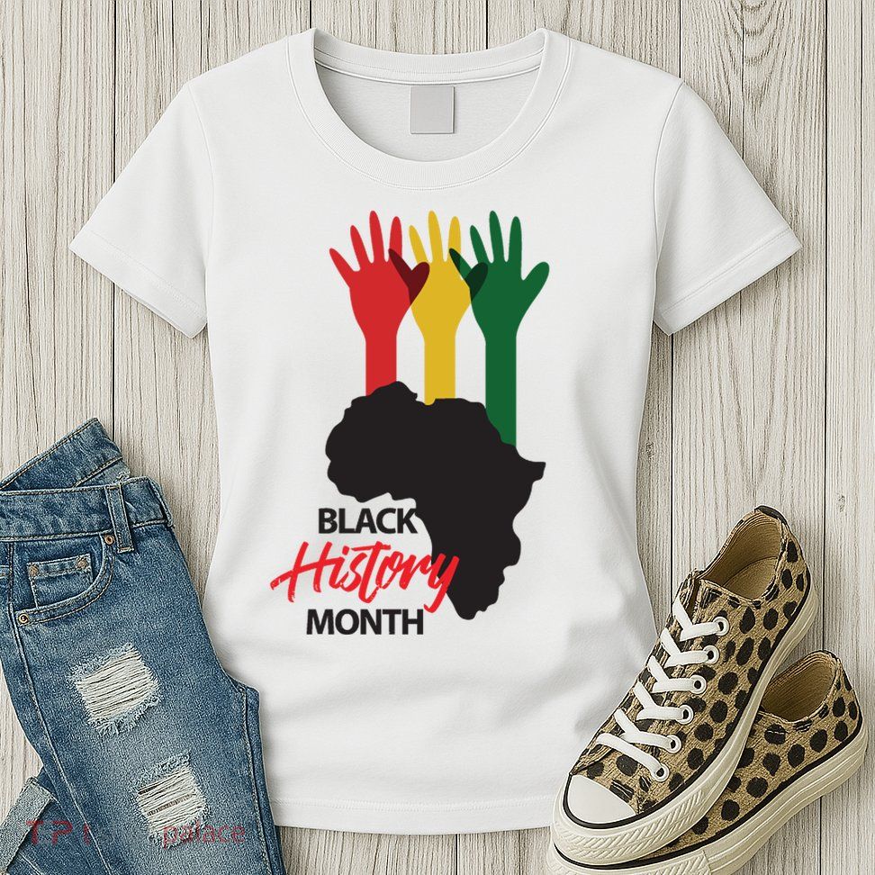 Black History Month Hands Map Women's T-Shirt
