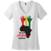 Black History Month Hands Map Women's V-Neck T-Shirt