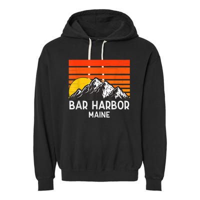 Bar Harbor Maine Usa Retro Vintage Mountain Garment-Dyed Fleece Hoodie