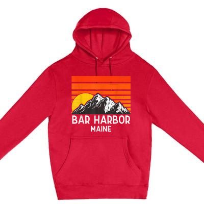 Bar Harbor Maine Usa Retro Vintage Mountain Premium Pullover Hoodie